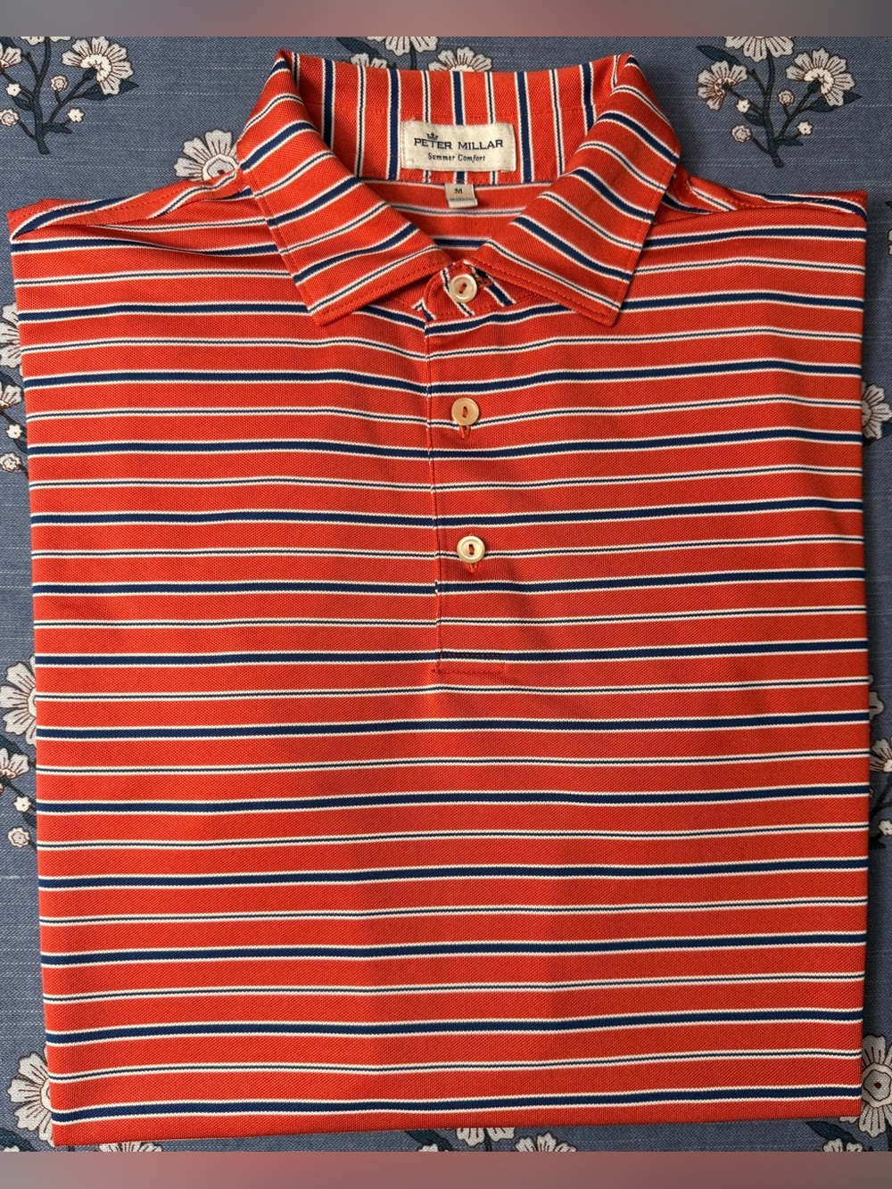 Peter Millar Summer Comfort Knit Golf Polo – Men’s M – Red, White & Blue Striped